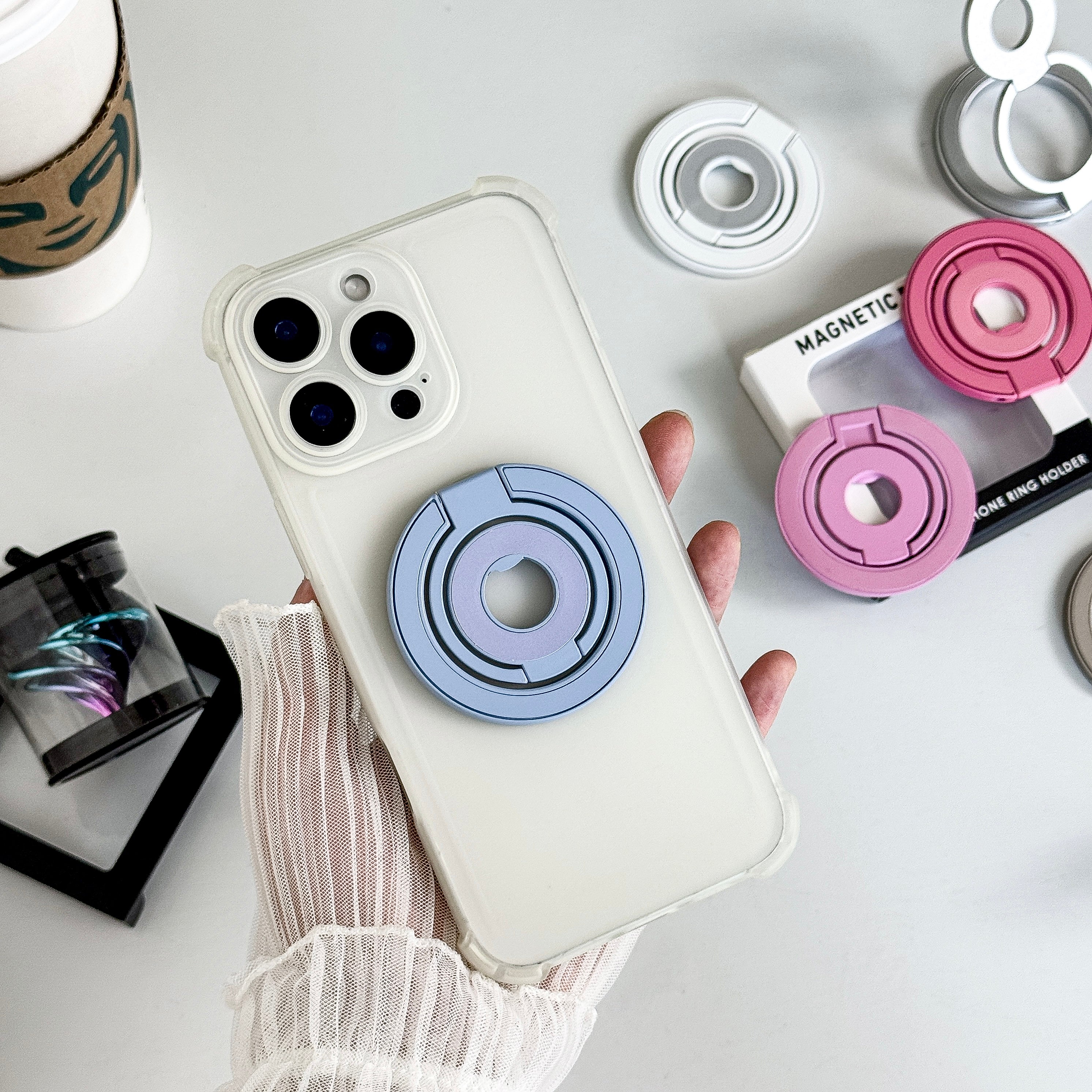 Magnetic Candy Color Metal Ring Stand - Premium Protection For Phone
