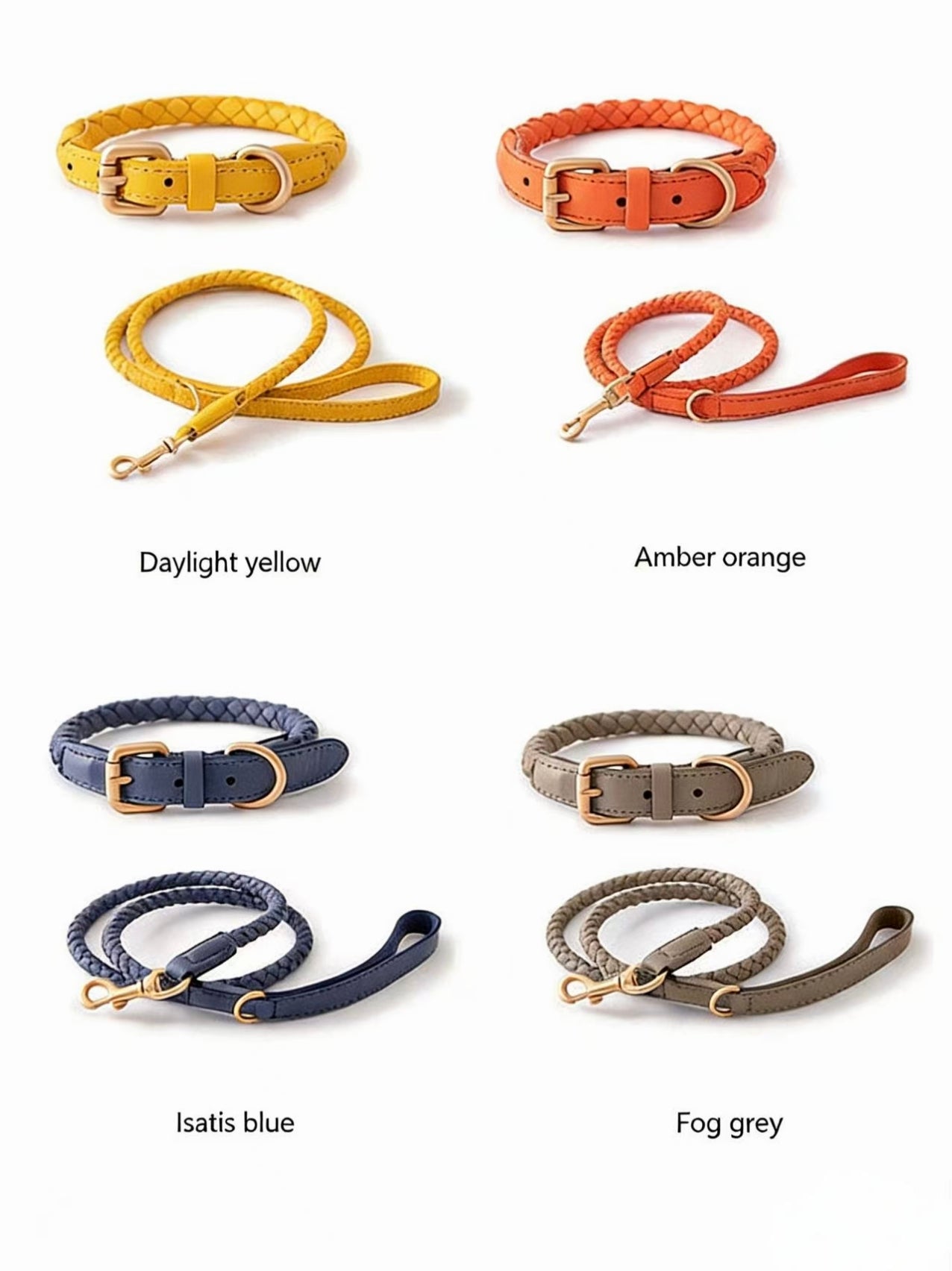 Braided Pet Collar and Leash Set - Adjustable for Medium to Large Breeds - Corgi, Golden Retriever & More