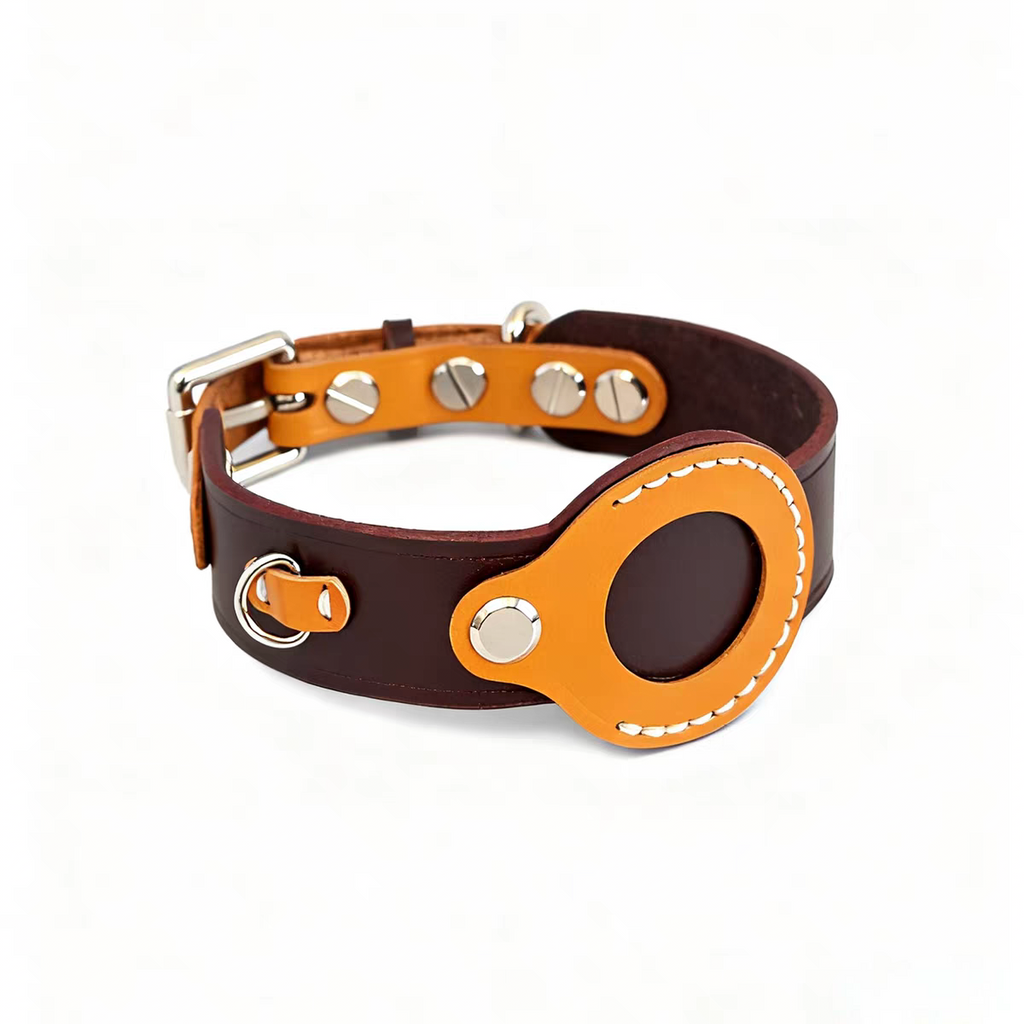 AirTag Pet Collar - Leather Protective Case for Cats & Dogs with Anti-Lost Tracker (Huawei Tag Compatible)