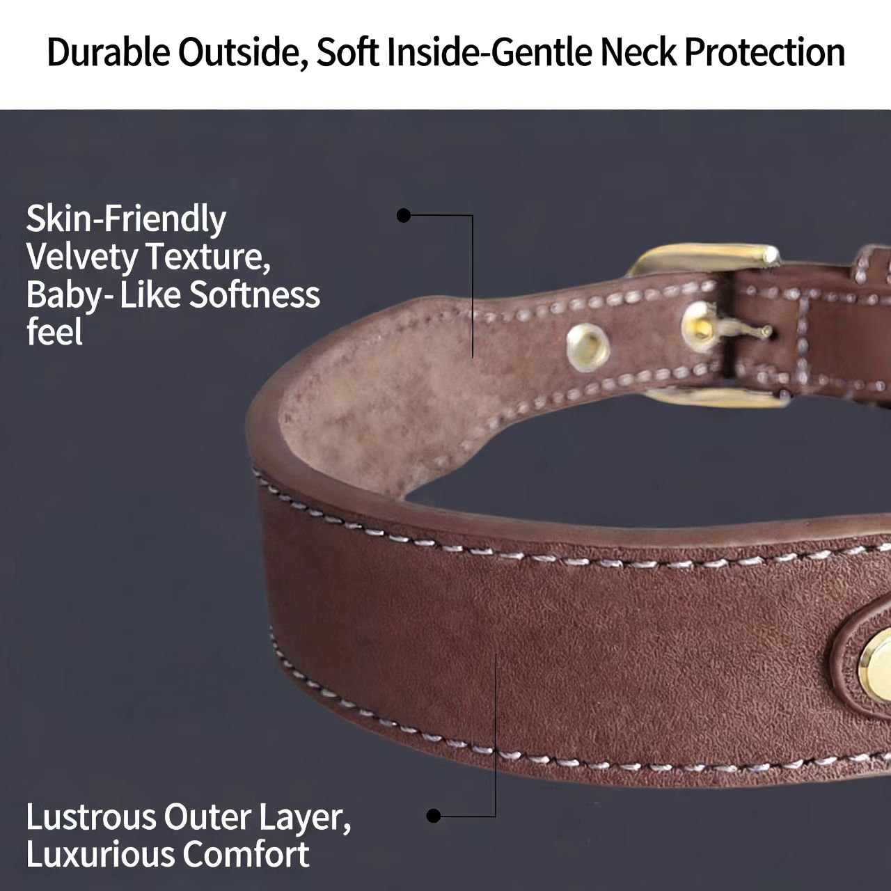 Genuine Leather AirTag Pet Collar for Large Breeds - Premium Cowhide Pet Tracker Collar