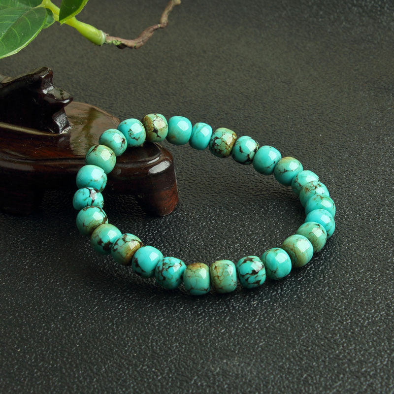Tibetan Turquoise Bracelet - Natural Stone with Matrix Veining
