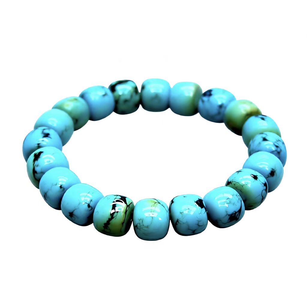 Tibetan Turquoise Bracelet - Natural Stone with Matrix Veining
