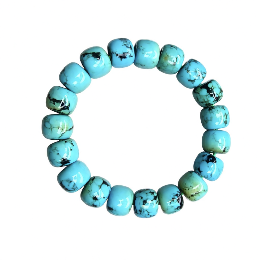 Tibetan Turquoise Bracelet - Natural Stone with Matrix Veining