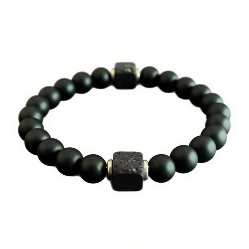 Black Matte Stone Bracelet - Calm & Emotional Stability