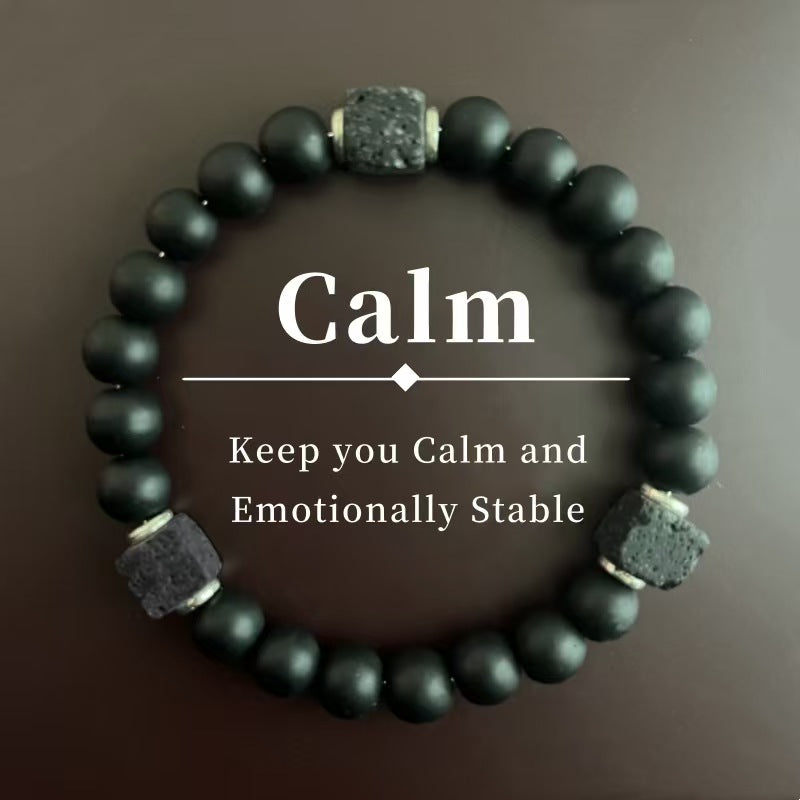 Black Matte Stone Bracelet - Calm & Emotional Stability