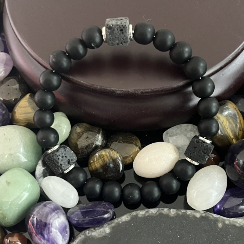 Black Matte Stone Bracelet - Calm & Emotional Stability