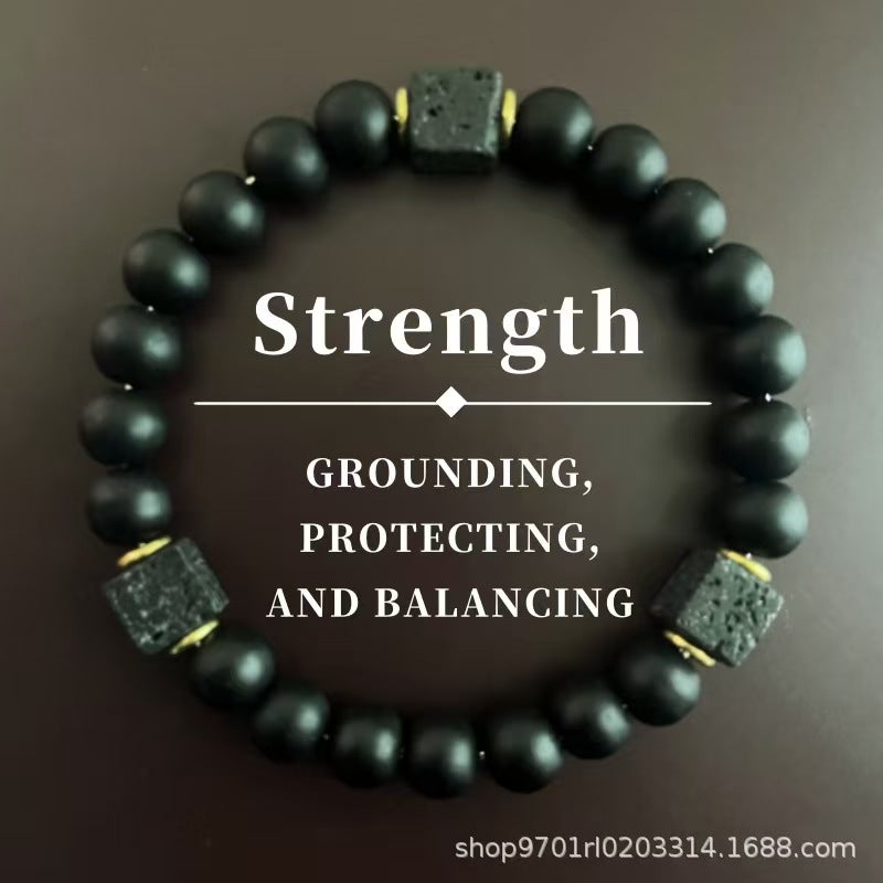 Black Matte Stone Bracelet - Calm & Emotional Stability