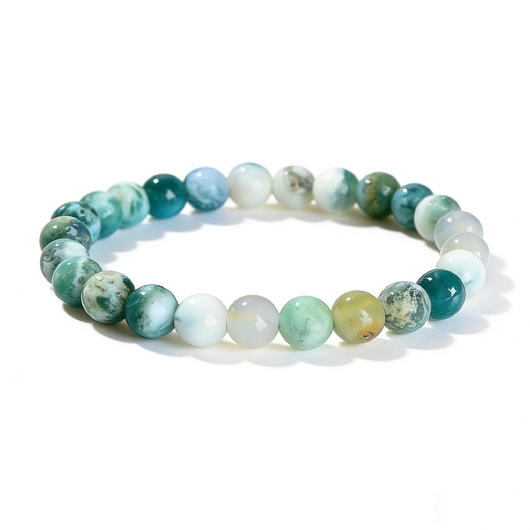 8mm Natural Green Phantom Quartz Crystal Bracelet - Wealth & Success Energy Stone