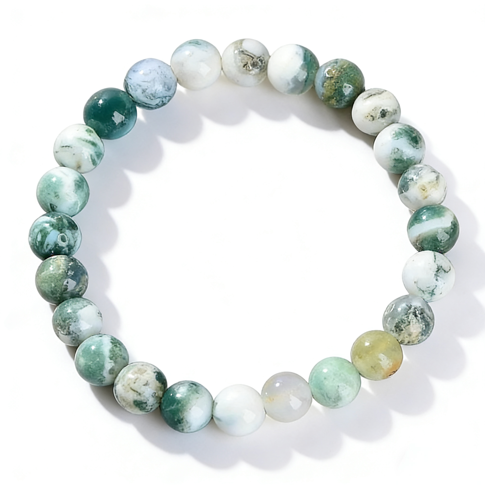 8mm Natural Green Phantom Quartz Crystal Bracelet - Wealth & Success Energy Stone