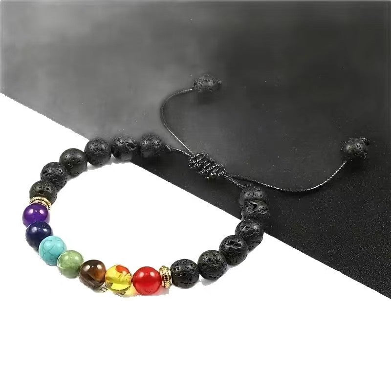 7 Chakra Healing Stone Bracelet - Adjustable Braided Yoga Meditation Bracelet