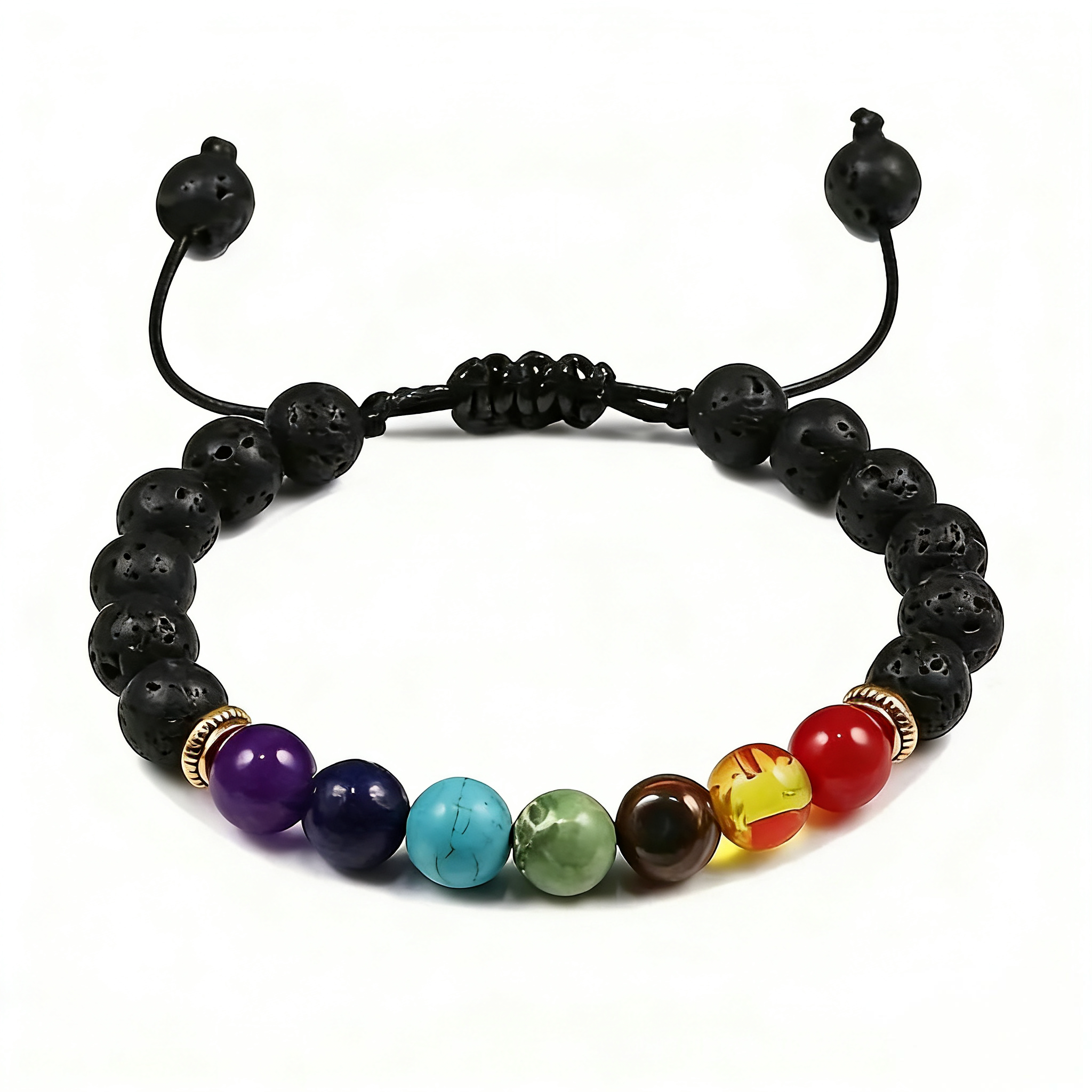 7 Chakra Healing Stone Bracelet - Adjustable Braided Yoga Meditation Bracelet