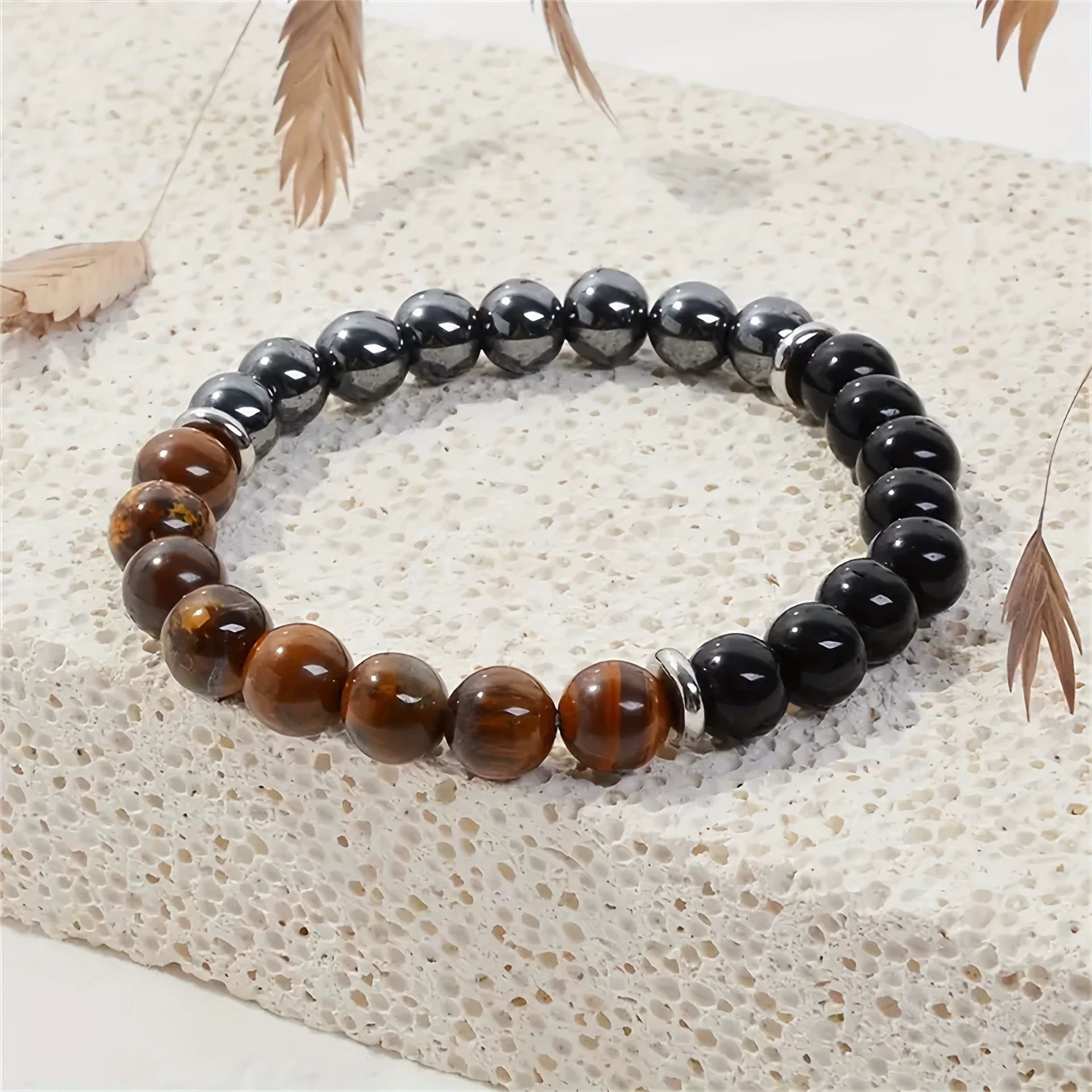 Black Obsidian Chakra Healing Bracelet - Natural Lava Stone Energy Bracelet