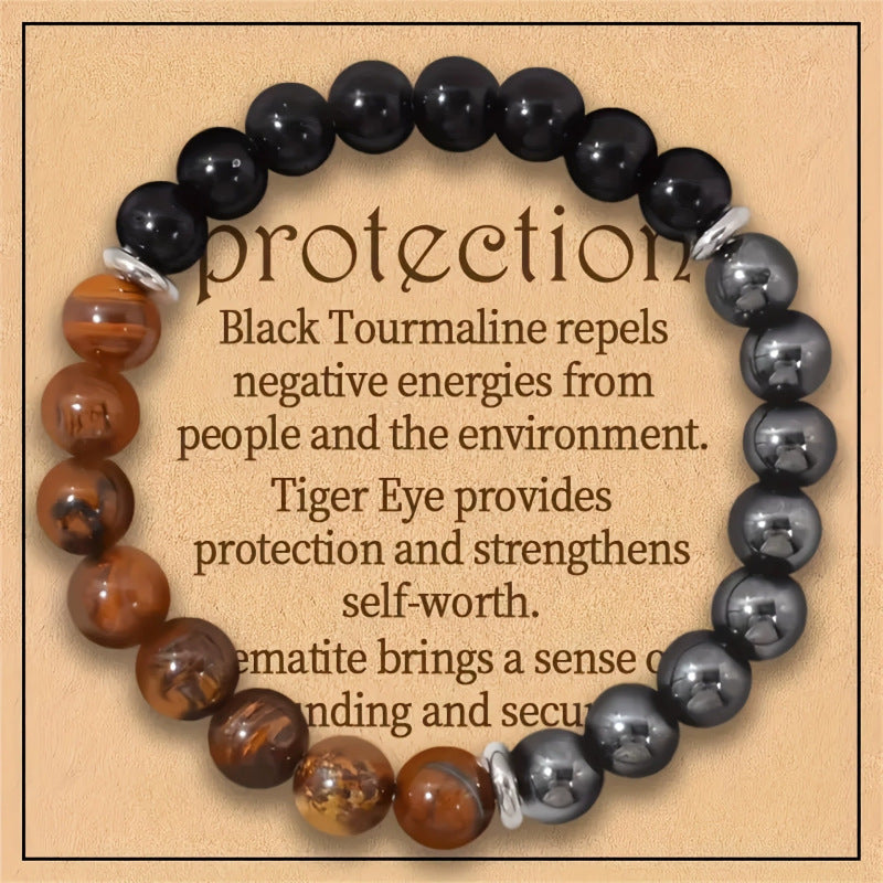 Black Obsidian Chakra Healing Bracelet - Natural Lava Stone Energy Bracelet