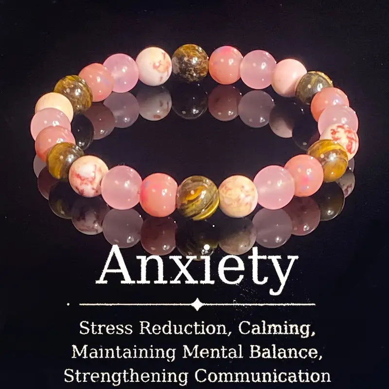 Anxiety Relief Crystal Bracelet - Stress Reduction Calming Mental Balance Healing Bracelet