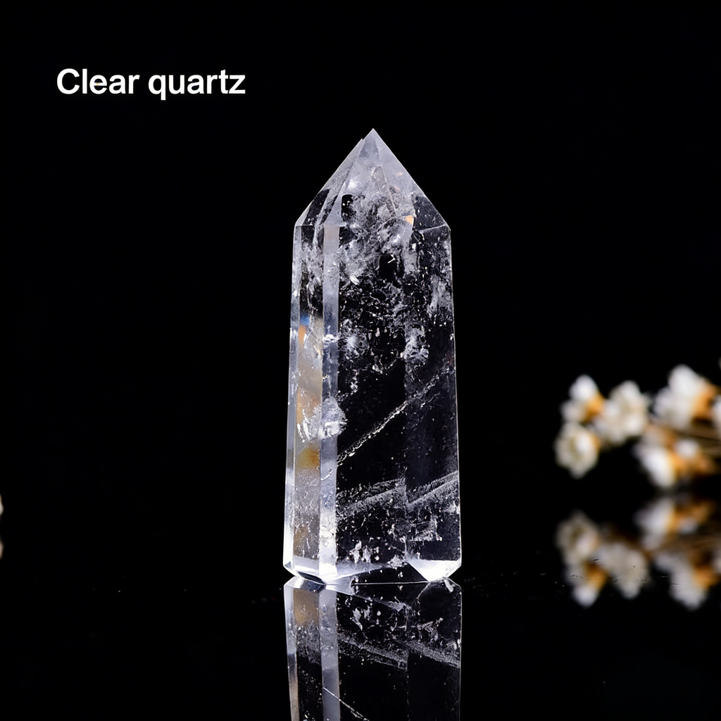 Clear Quartz Crystal Point - Natural Transparent Hexagonal Tower