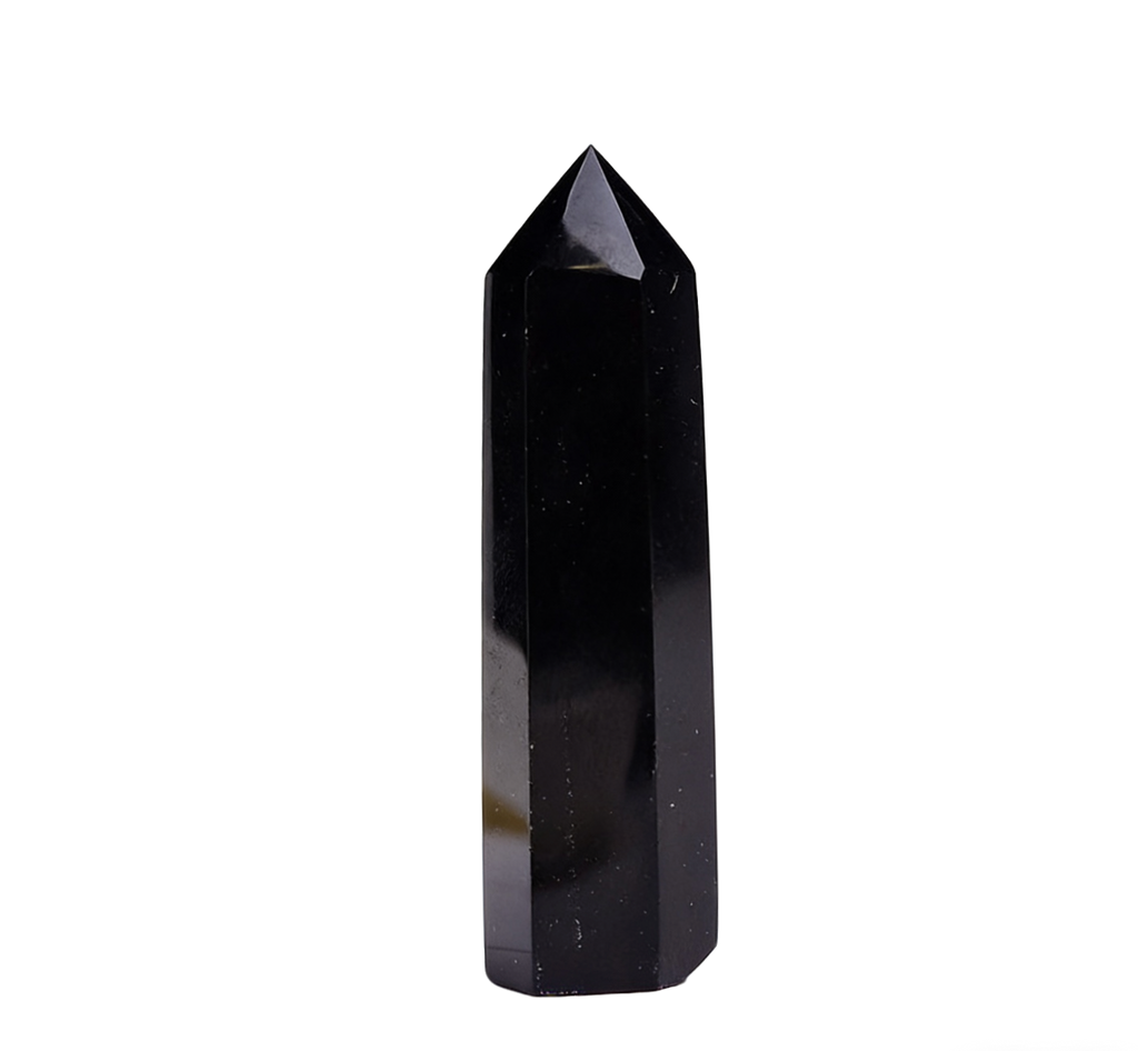 Black Obsidian Crystal Point | Natural Volcanic Glass Energy Tower