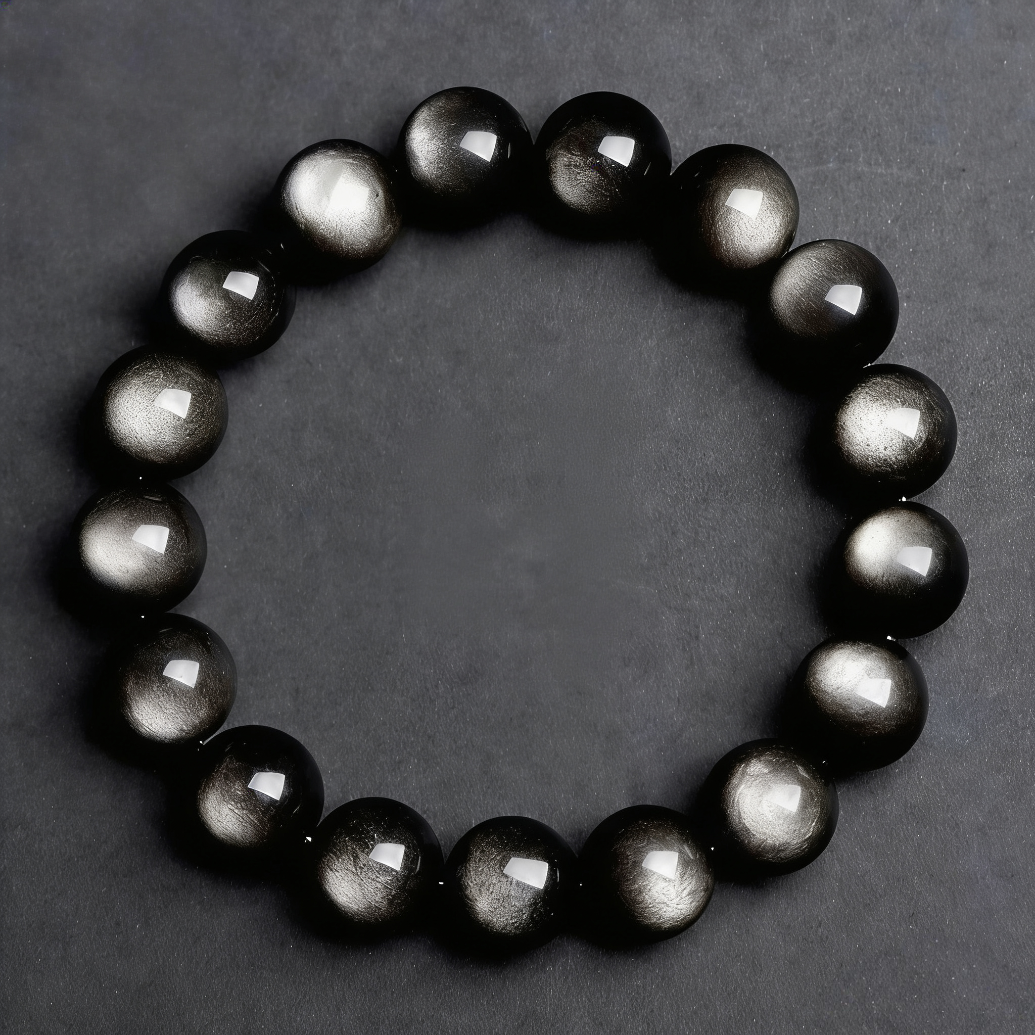 Natural 7A Grade Double Eye Silver Obsidian Bracelet - Premium Healing Stone Beaded Bracelet