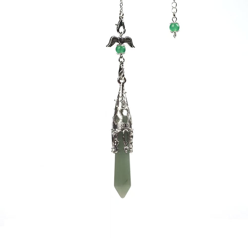 Angel Wing Pendulum Necklace | Natural Amethyst Crystal Hexagonal Point