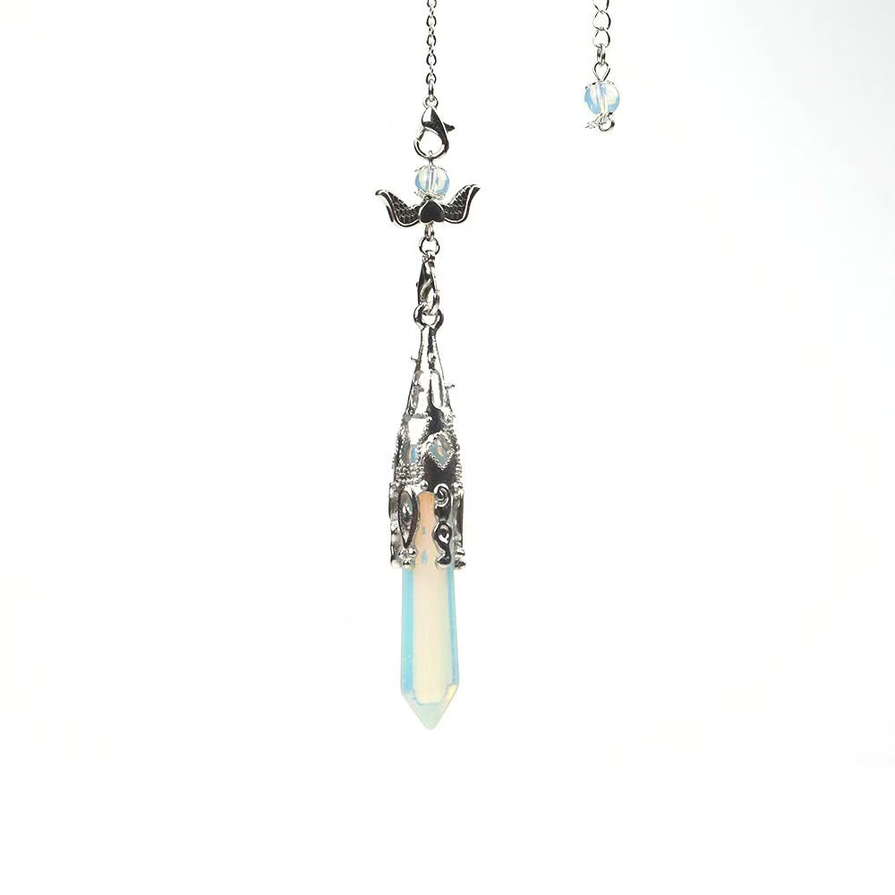 Angel Wing Pendulum Necklace | Natural Amethyst Crystal Hexagonal Point