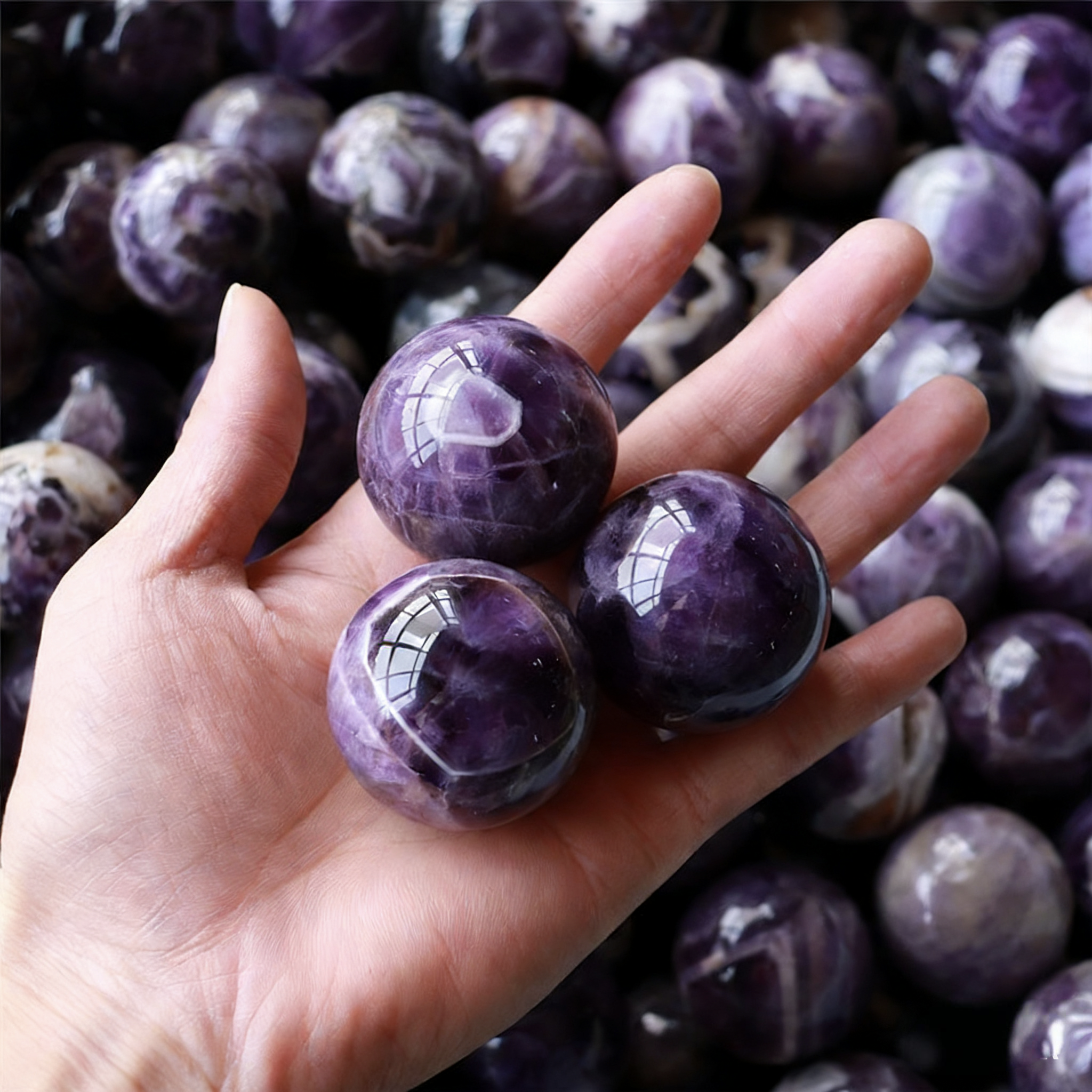 Natural Amethyst Crystal Sphere | Purple Gemstone Ball for Meditation & Decor