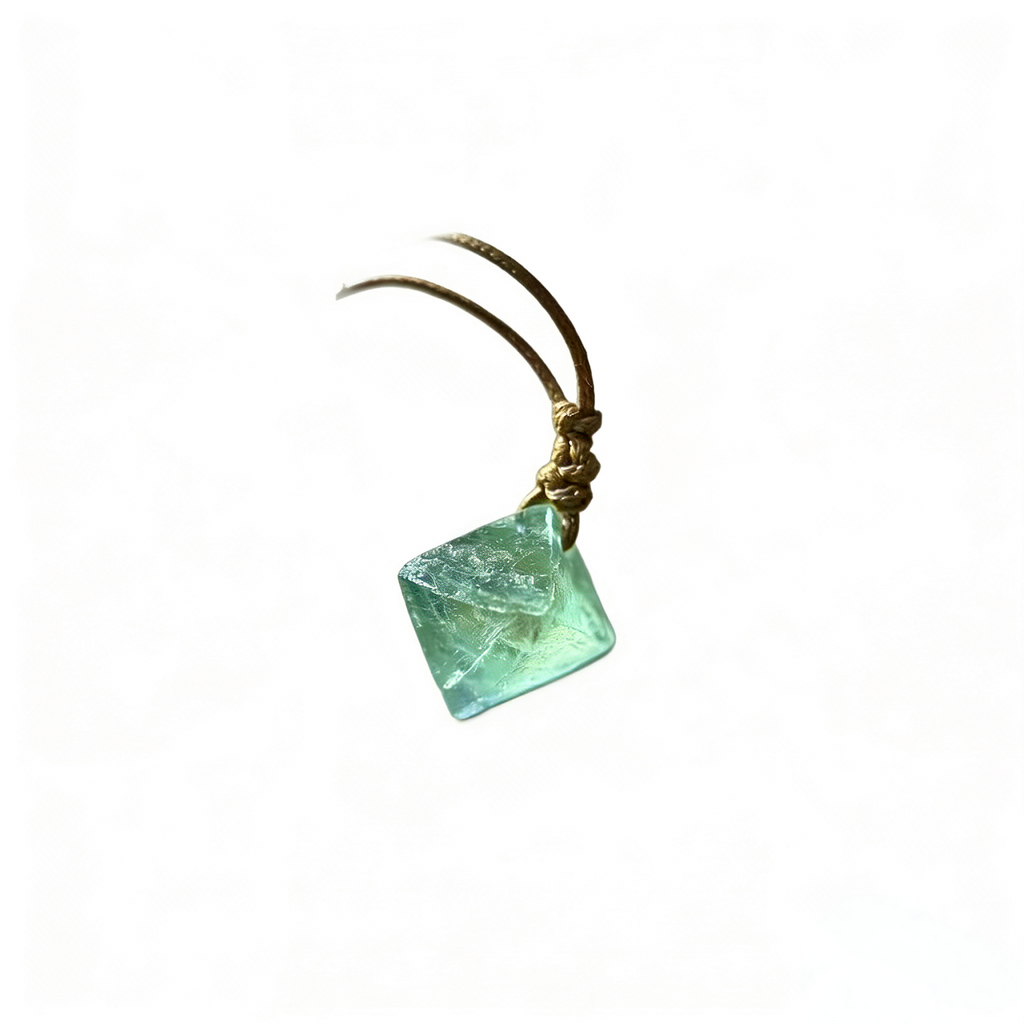 Natural Green Fluorite Crystal Pendant Necklace | Bohemian Raw Stone Jewelry
