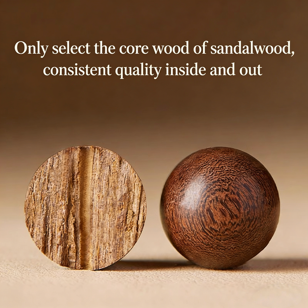 Natural Golden Sandalwood Bead Bracelet | Vintage Buddhist Prayer Beads Mala