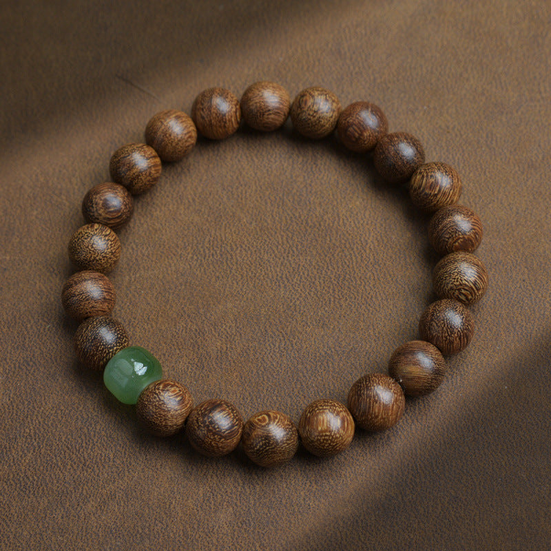 Natural Golden Sandalwood Bead Bracelet | Vintage Buddhist Prayer Beads Mala