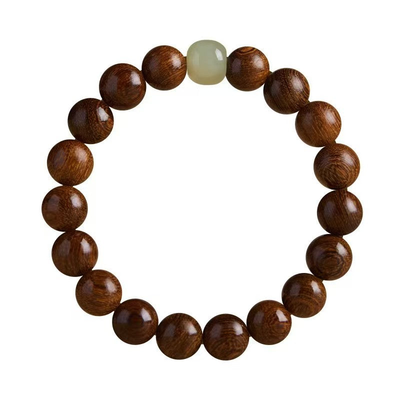 Natural Golden Sandalwood Bead Bracelet | Vintage Buddhist Prayer Beads Mala