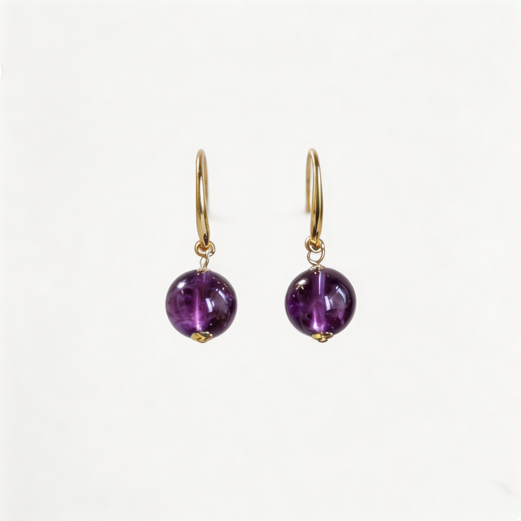 Natural Amethyst Earrings | Purple Crystal Drop Earrings with Sterling Silver