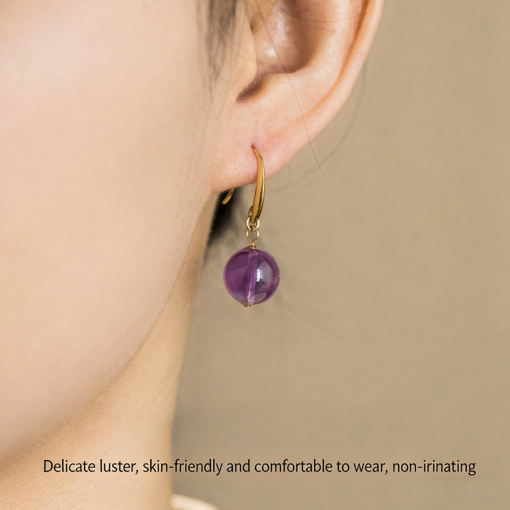 Natural Amethyst Earrings | Purple Crystal Drop Earrings with Sterling Silver