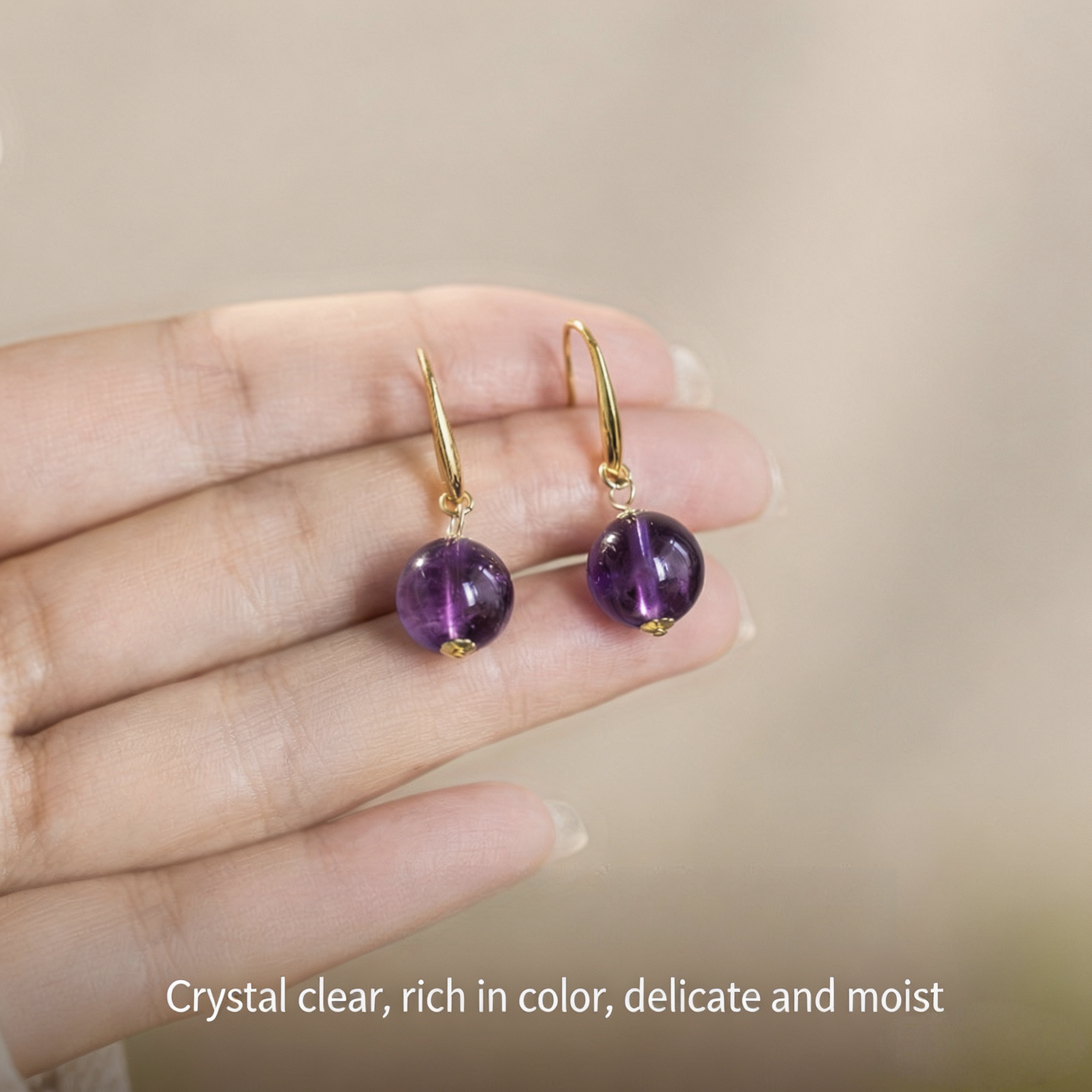 Natural Amethyst Earrings | Purple Crystal Drop Earrings with Sterling Silver