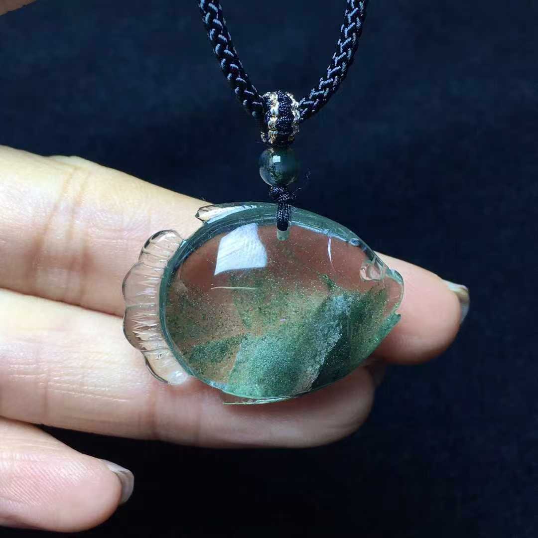 Brazilian Green Phantom Quartz Pendant | Natural Crystal Necklace