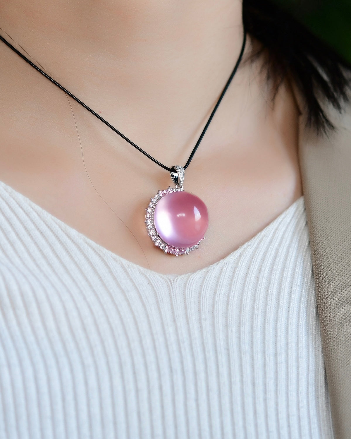 Mozambique Star Rose Quartz Pendant | Natural 6-Ray Star Crystal in 925 Silver