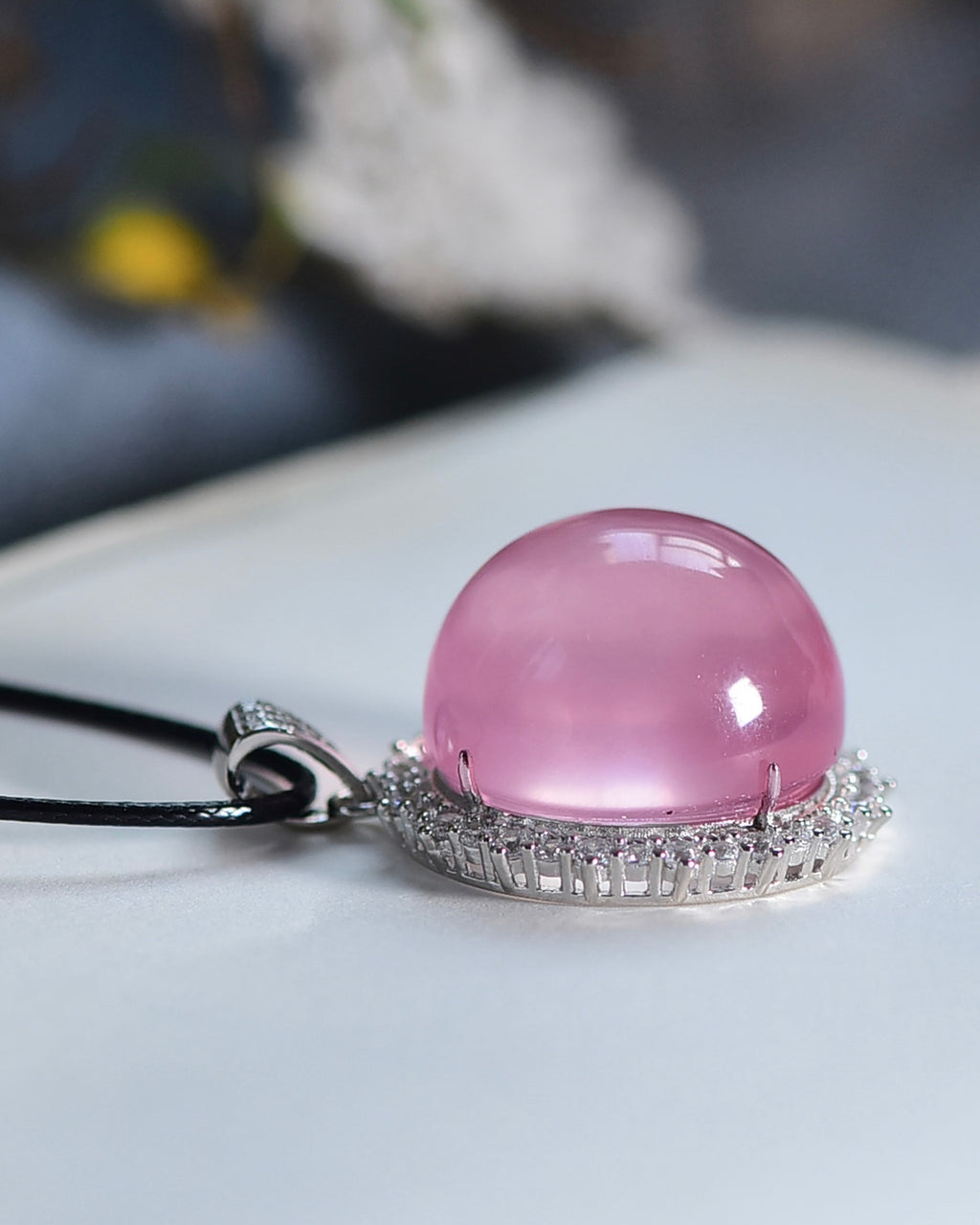 Mozambique Star Rose Quartz Pendant | Natural 6-Ray Star Crystal in 925 Silver