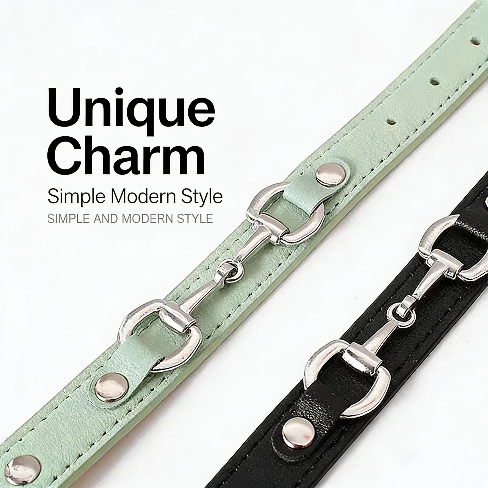 Leather Pet Collar for Medium & Small Pet - Personalized Engraved Leash Collar with Adjustable Strap for Corgi & Cats